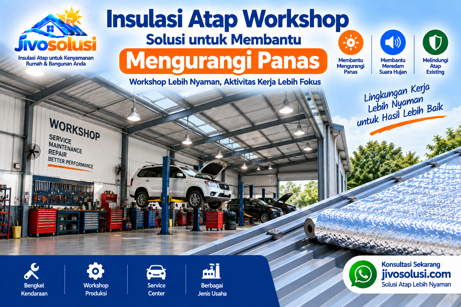 Insulasi Atap Workshop untuk Membantu Mengurangi Panas